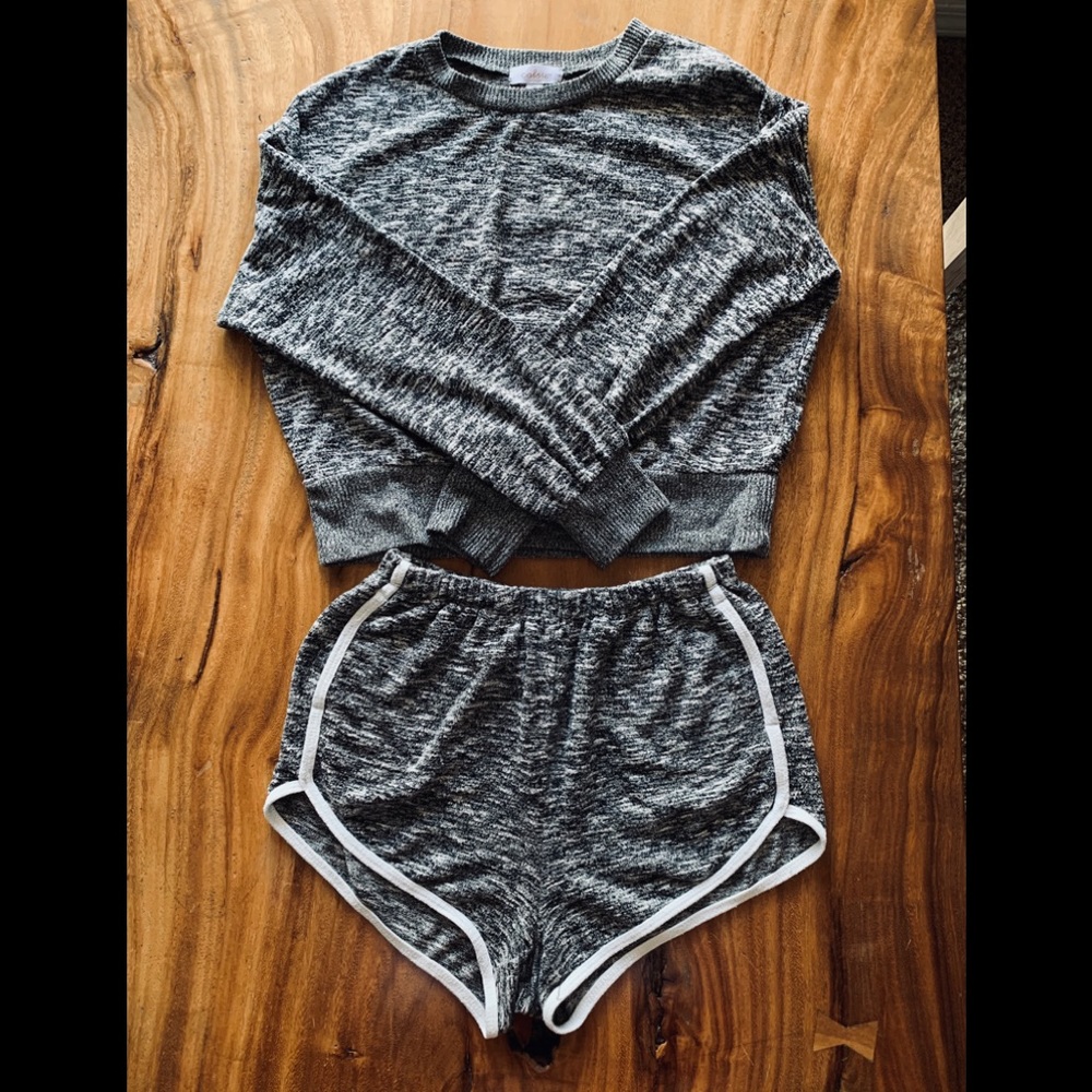 Colsie Sleepwear Loungewear Set Grey Marl Small